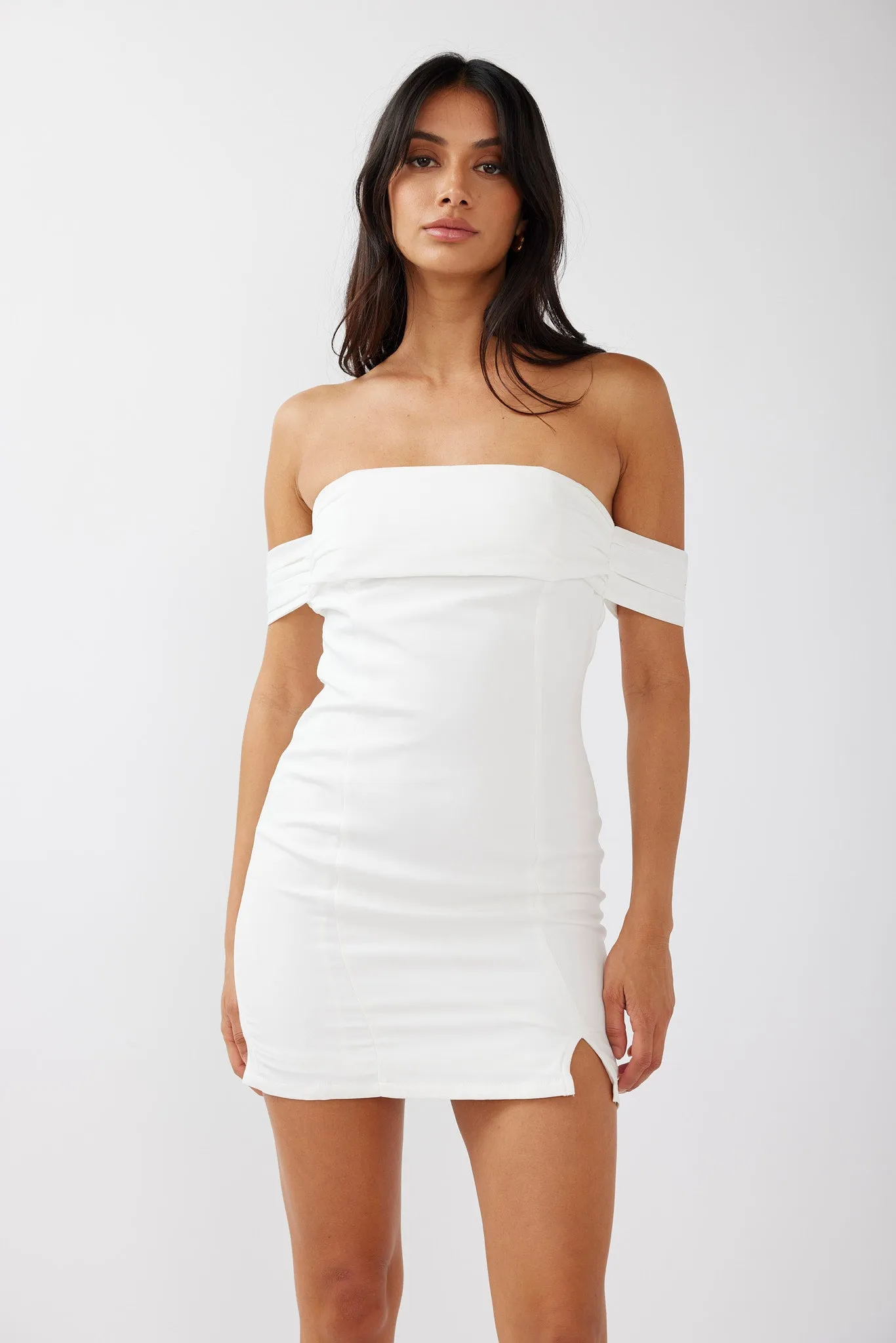 Kassie Off-Shoulder Mini Dress Off White sold by Selfie Leslie product image thumbnail 5