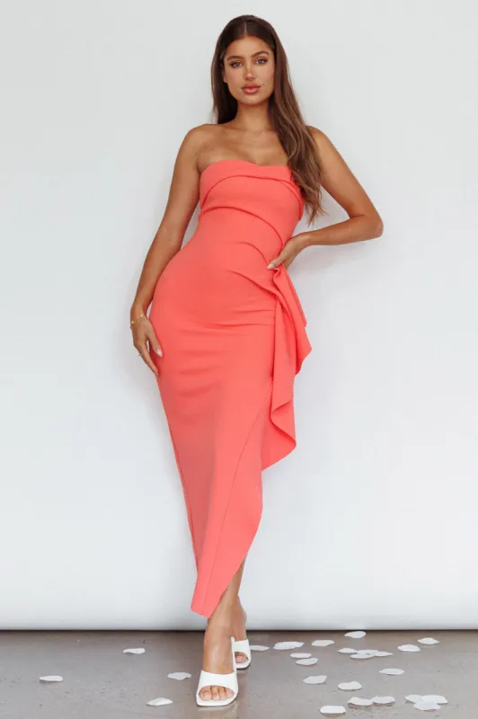 Sasha Cascade Ruffle Midi Dress Watermelon sold by Selfie Leslie