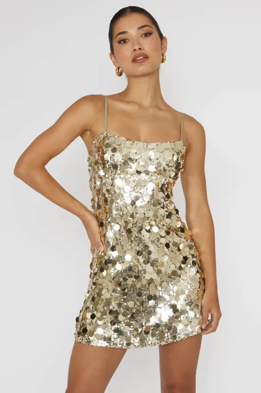 Axel Sequin Mini Dress Gold sold by Selfie Leslie