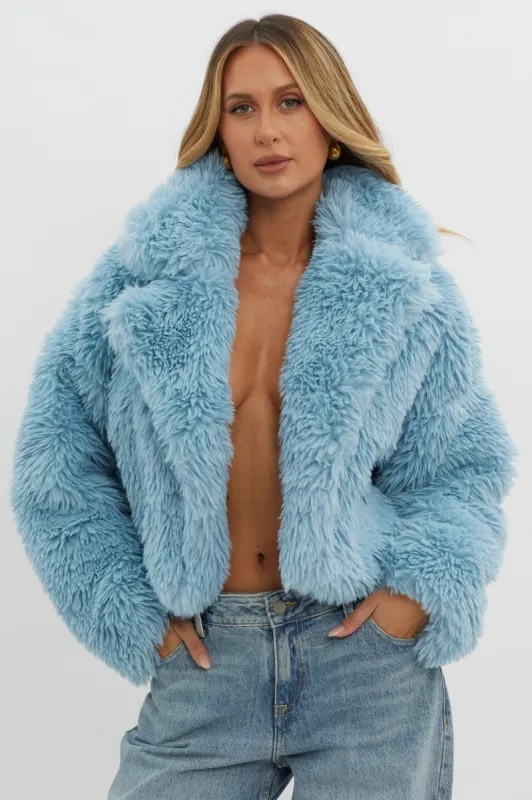 St Moritz Notch Lapel Fur Jacket Blue sold by Selfie Leslie