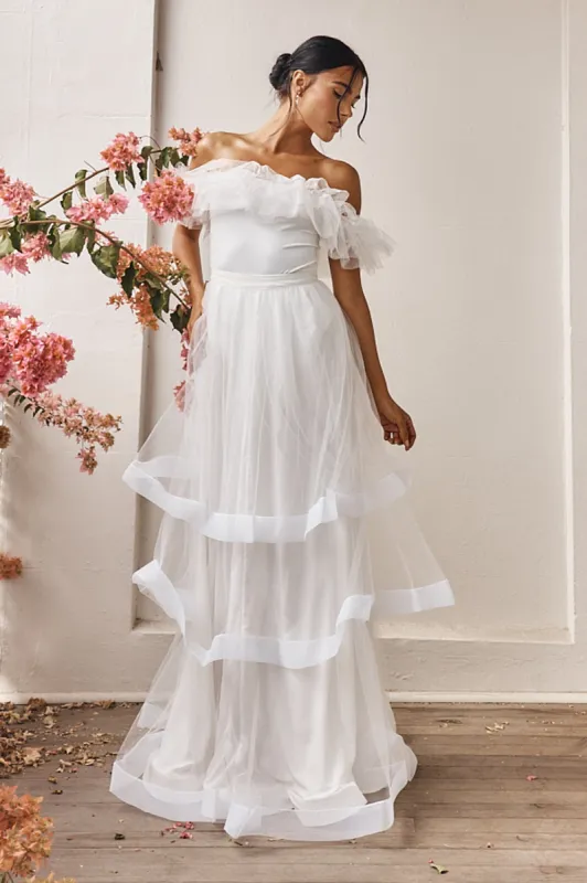 Watson Layered Maxi Skirt Off White sold by Selfie Leslie