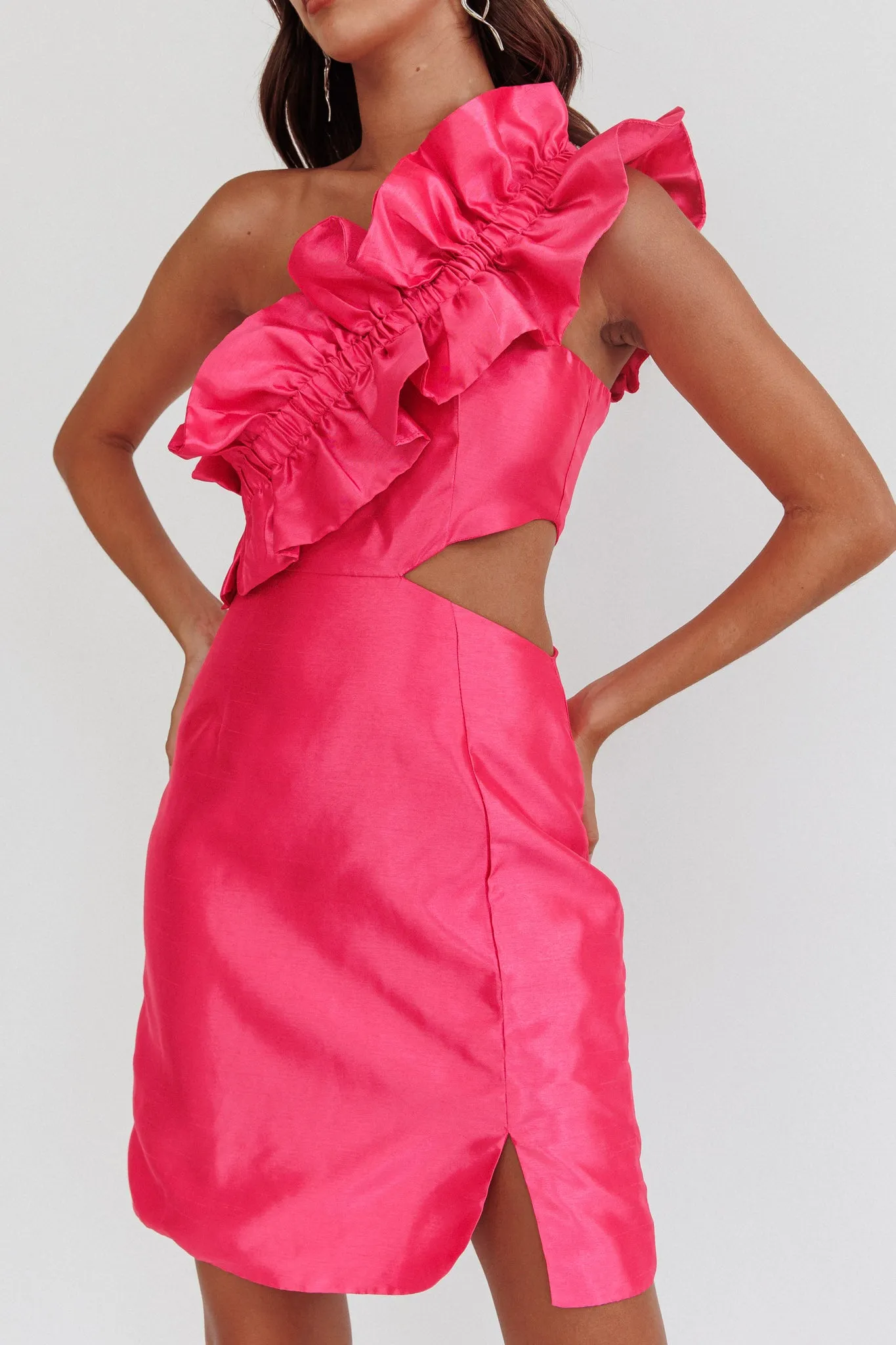 NY Moment Wide Ruffle Shoulder Mini Dress Pink sold by Selfie Leslie product image thumbnail 4