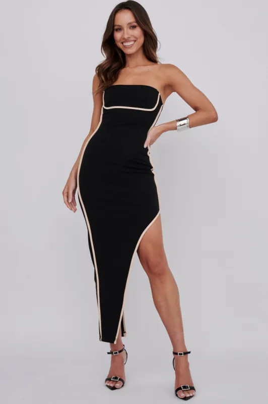 October Strapless Piping Midi Dress Black sold by Selfie Leslie