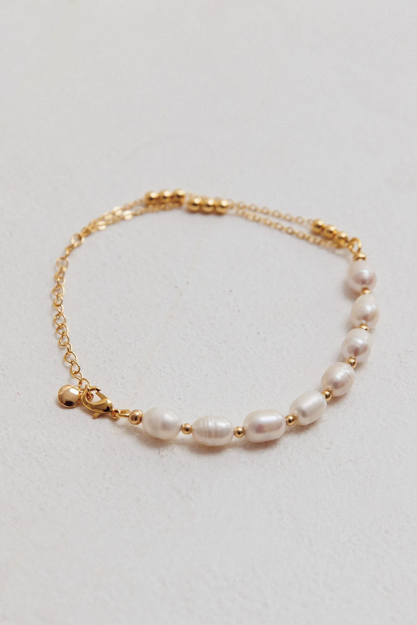 Polaris Freshwater Pearl Double Chain Bracelet Gold sold by Selfie Leslie