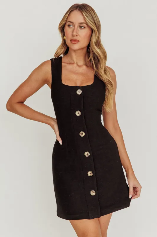 Celina Buttoned Knit Mini Dress Black sold by Selfie Leslie