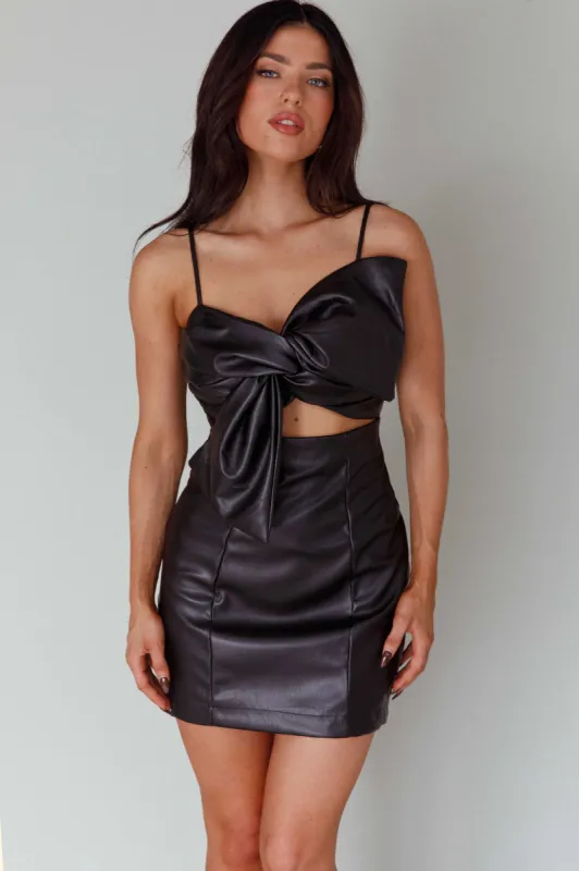Dominika Faux Leather Mini Dress Black sold by Selfie Leslie