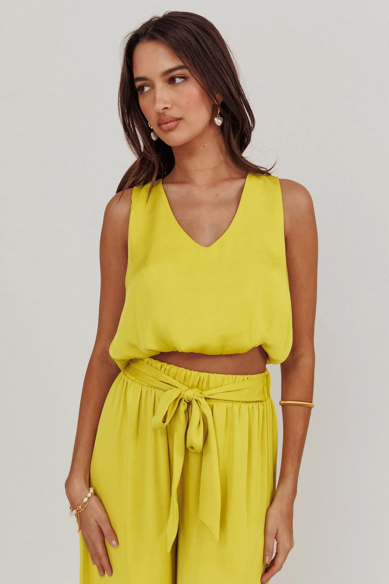 Mariposa Sleeveless Bubble Hem Top Chartreuse sold by Selfie Leslie product image thumbnail 5