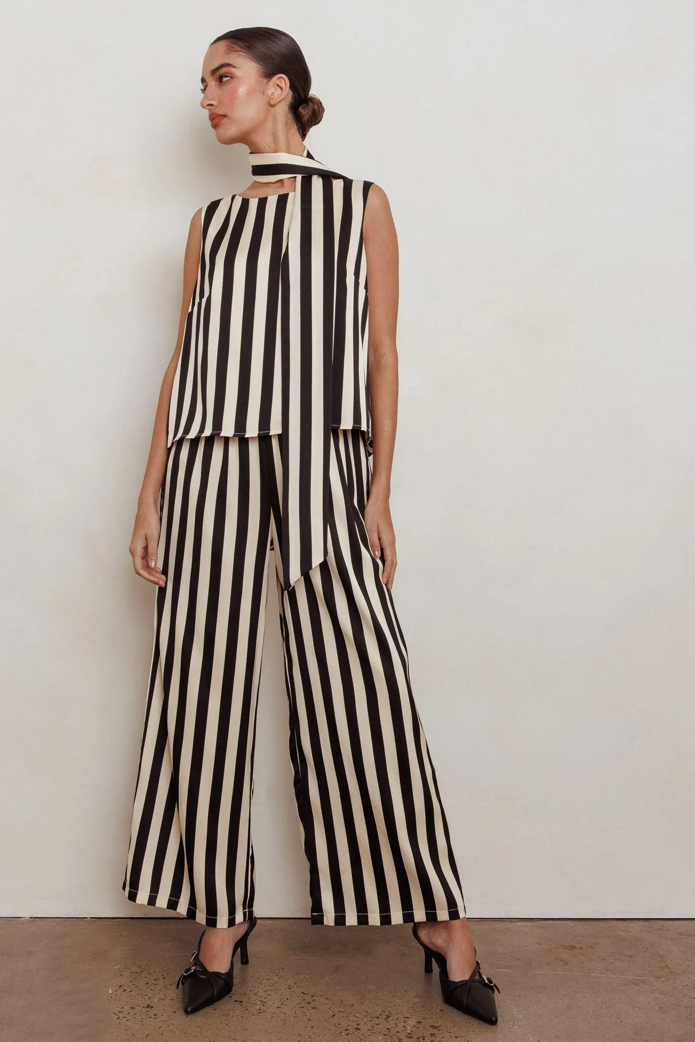 Love Galore Striped Wide Leg Pant Black/Beige sold by Selfie Leslie product image thumbnail 5