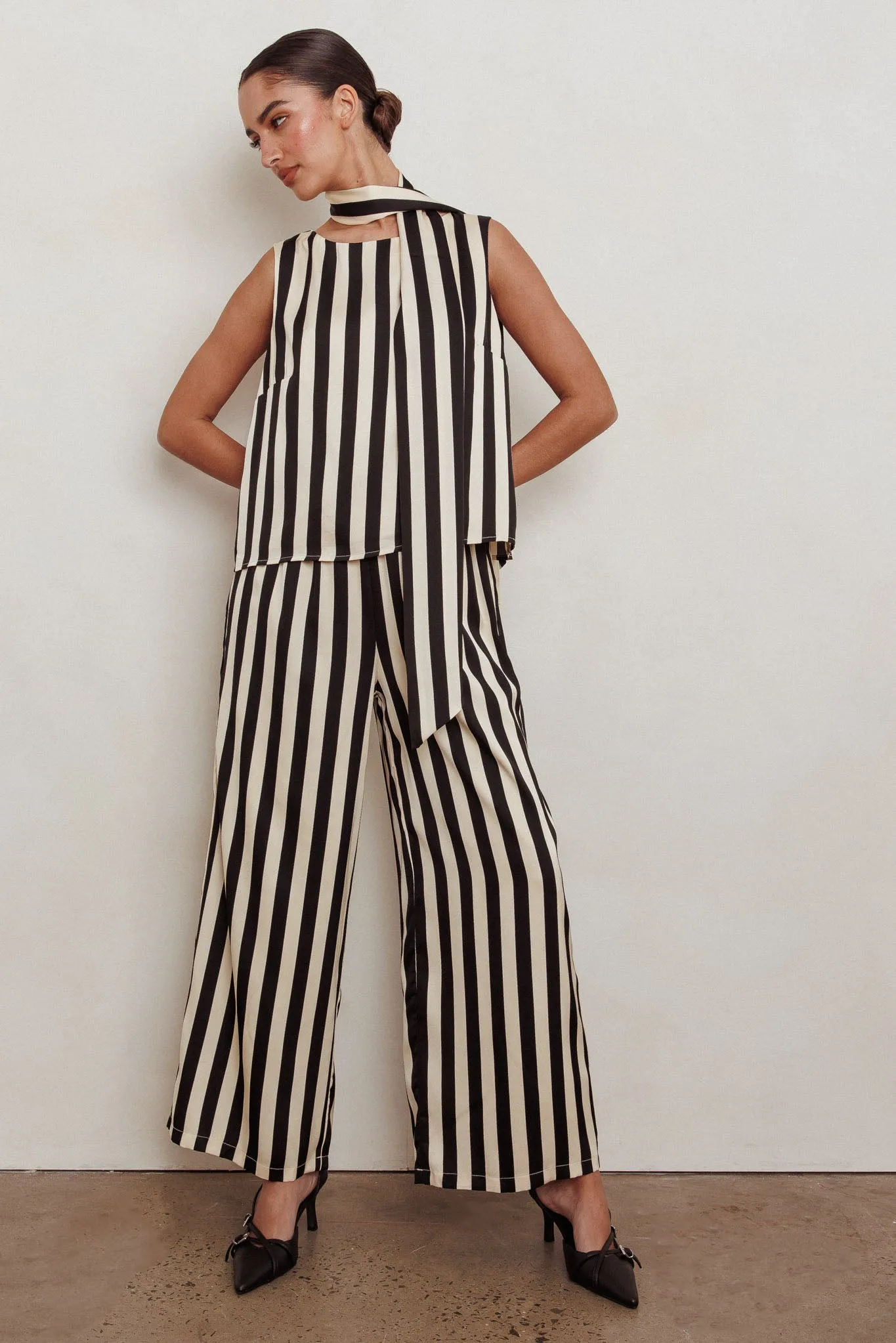 Love Galore Striped Wide Leg Pant Black/Beige sold by Selfie Leslie product image thumbnail 3