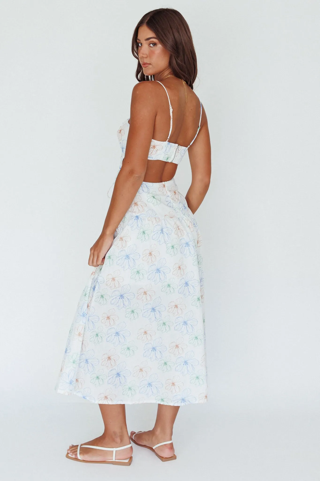 Aloha Cut-Out Waist Midi Dress Floral Blue sold by Selfie Leslie product image thumbnail 2