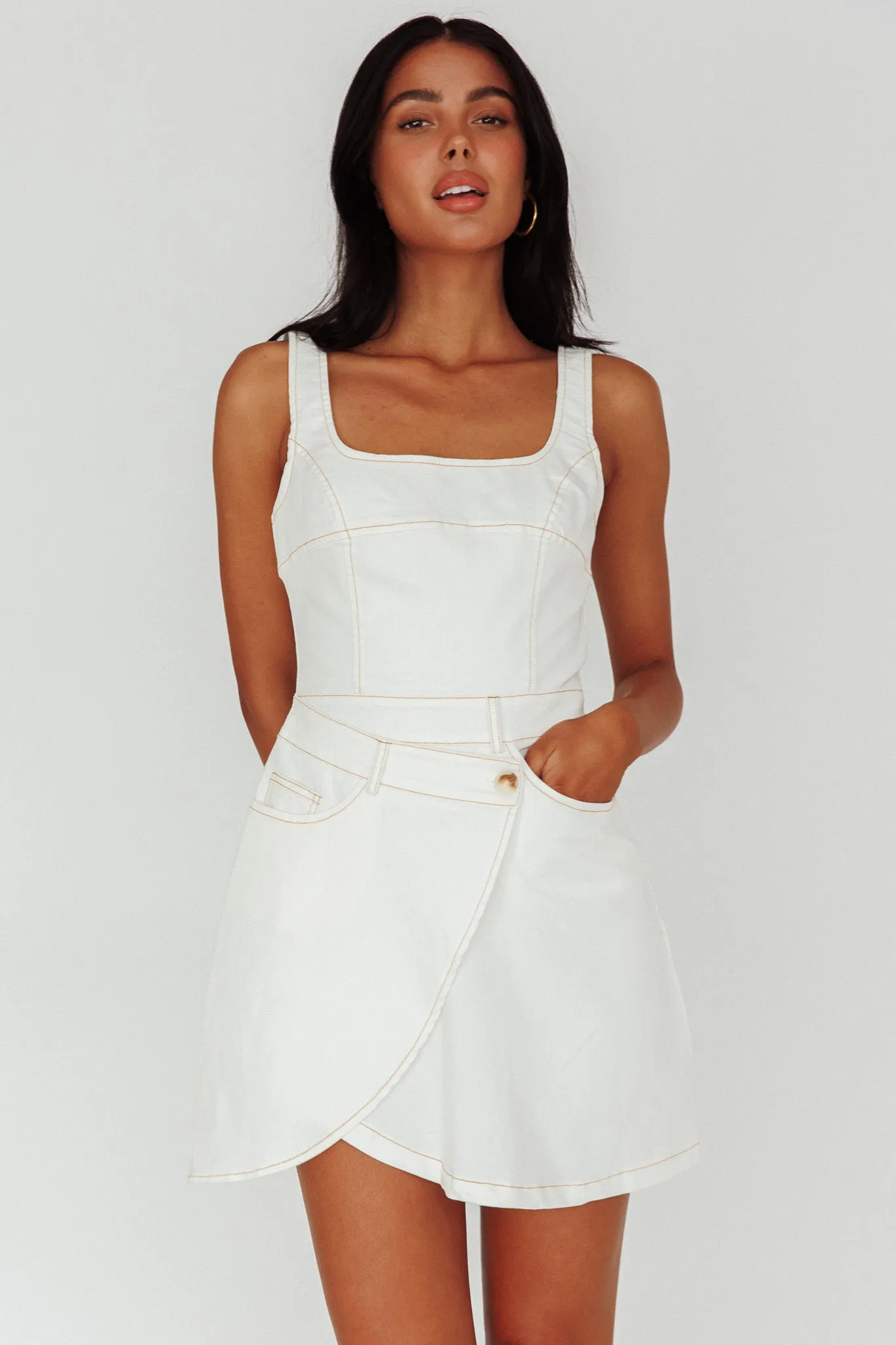 Killara Pocket Wrap Mini Dress Cream sold by Selfie Leslie product image thumbnail 5