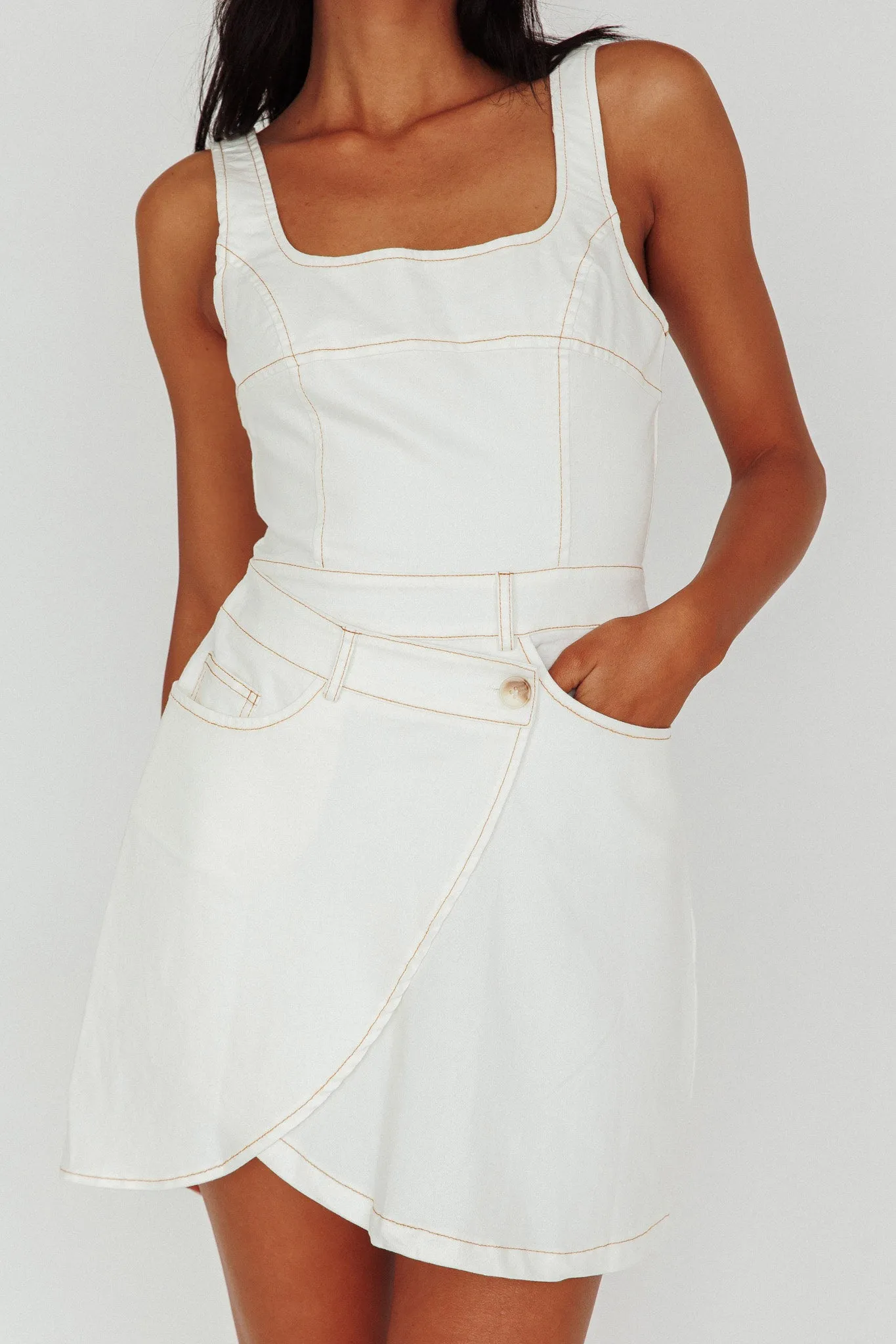 Killara Pocket Wrap Mini Dress Cream sold by Selfie Leslie product image thumbnail 4