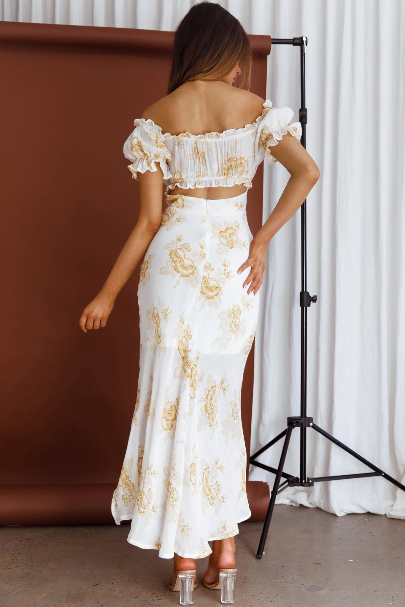 Pixie Puff Sleeve Midi Dress Floral Yellow sold by Selfie Leslie product image thumbnail 2