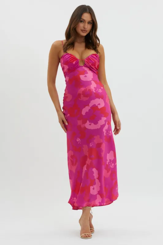 In A Daze Gathered Bust Midi Dress Pink sold by Selfie Leslie