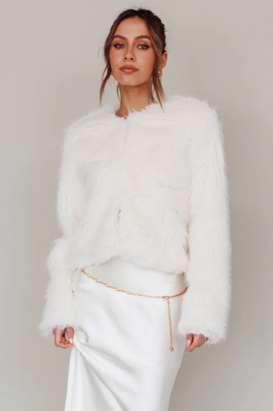 London Day Faux Fur Jacket Cream sold by Selfie Leslie