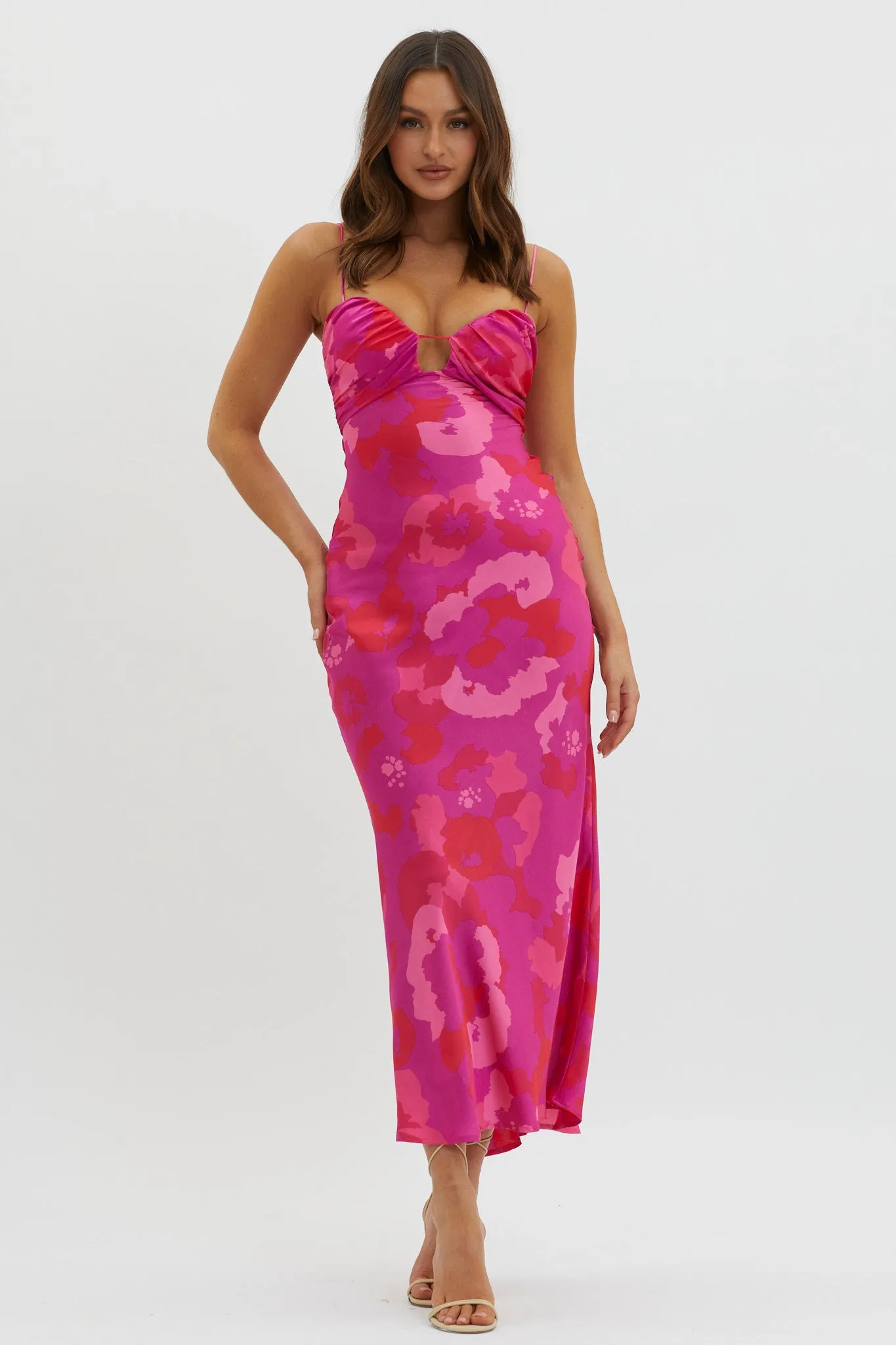 In A Daze Gathered Bust Midi Dress Pink sold by Selfie Leslie product image thumbnail 4
