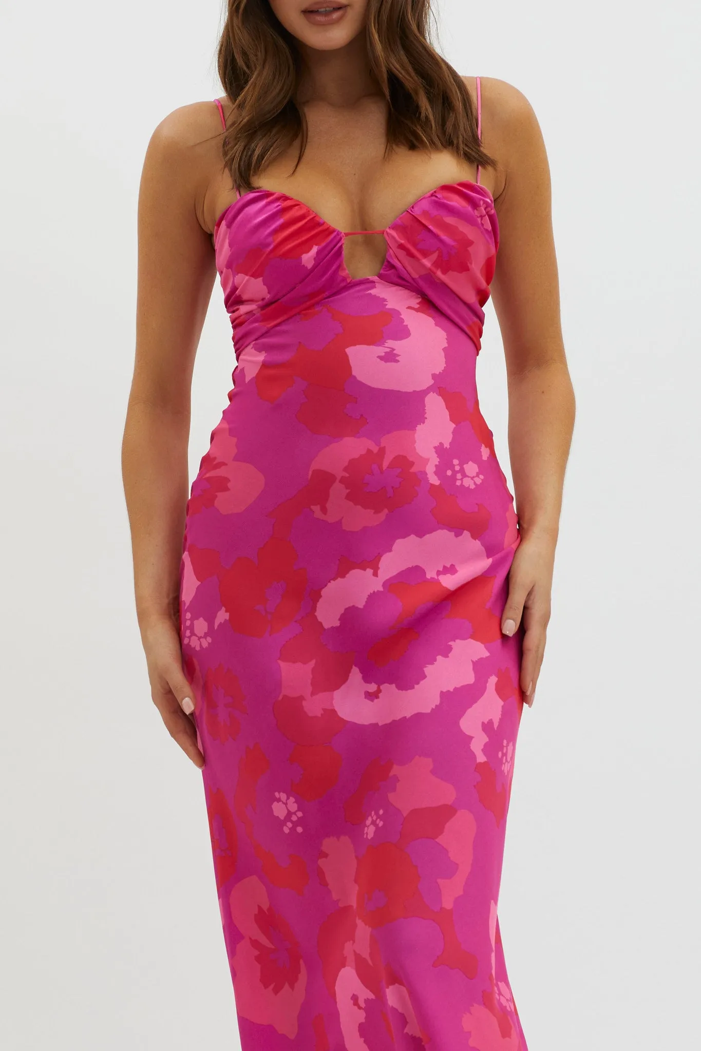 In A Daze Gathered Bust Midi Dress Pink sold by Selfie Leslie product image thumbnail 3