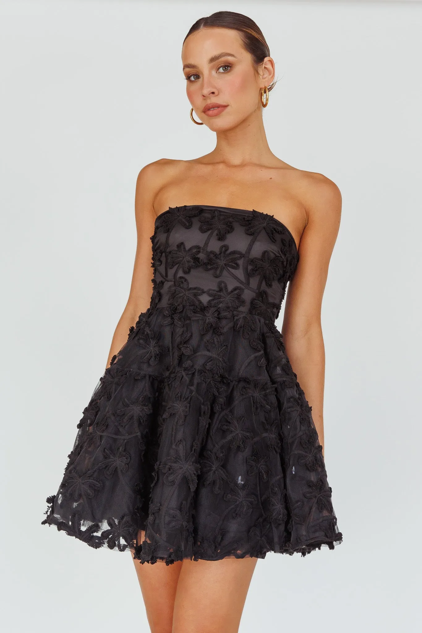 Dori Floral Embellished Mini Dress Black sold by Selfie Leslie