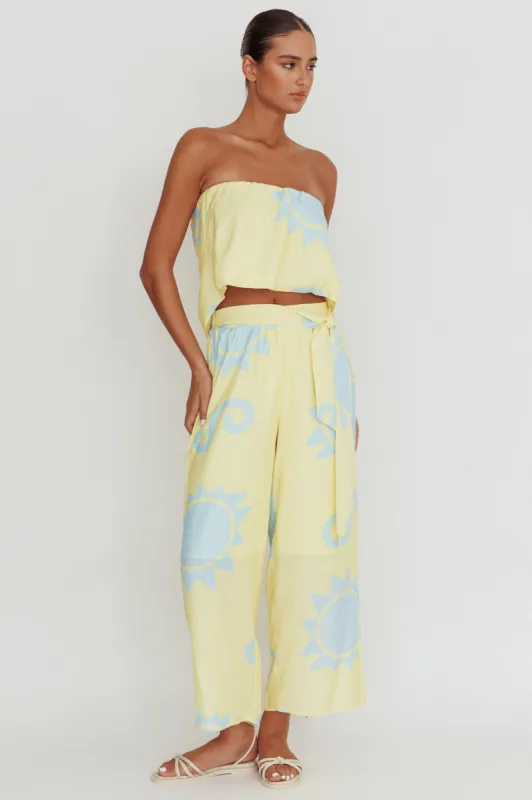 Nectar Sun Print Wide Leg Pants Yellow sold by Selfie Leslie