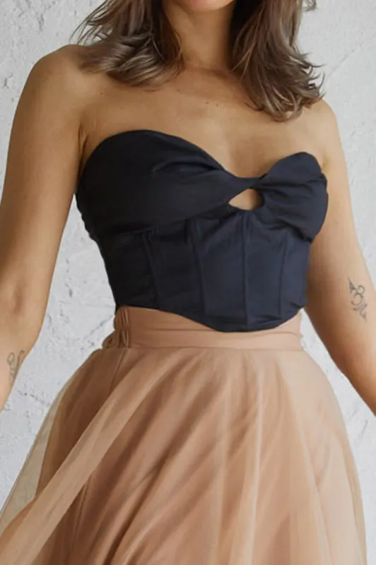 Think Twice Strapless Twist Top Black sold by Selfie Leslie