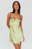 Rose Garden Floral Applique Wrap Mini Dress Lime sold by Selfie Leslie