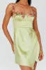Rose Garden Floral Applique Wrap Mini Dress Lime sold by Selfie Leslie