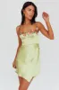 Rose Garden Floral Applique Wrap Mini Dress Lime sold by Selfie Leslie