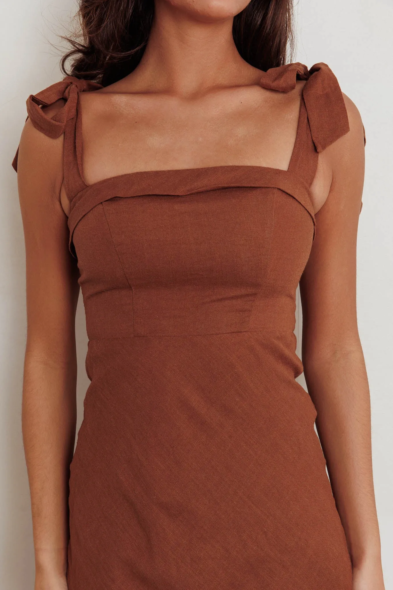 Appreciate You Tied Shoulder Maxi Dress Chocolate sold by Selfie Leslie product image thumbnail 4