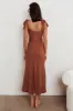 Appreciate You Tied Shoulder Maxi Dress Chocolate sold by Selfie Leslie
