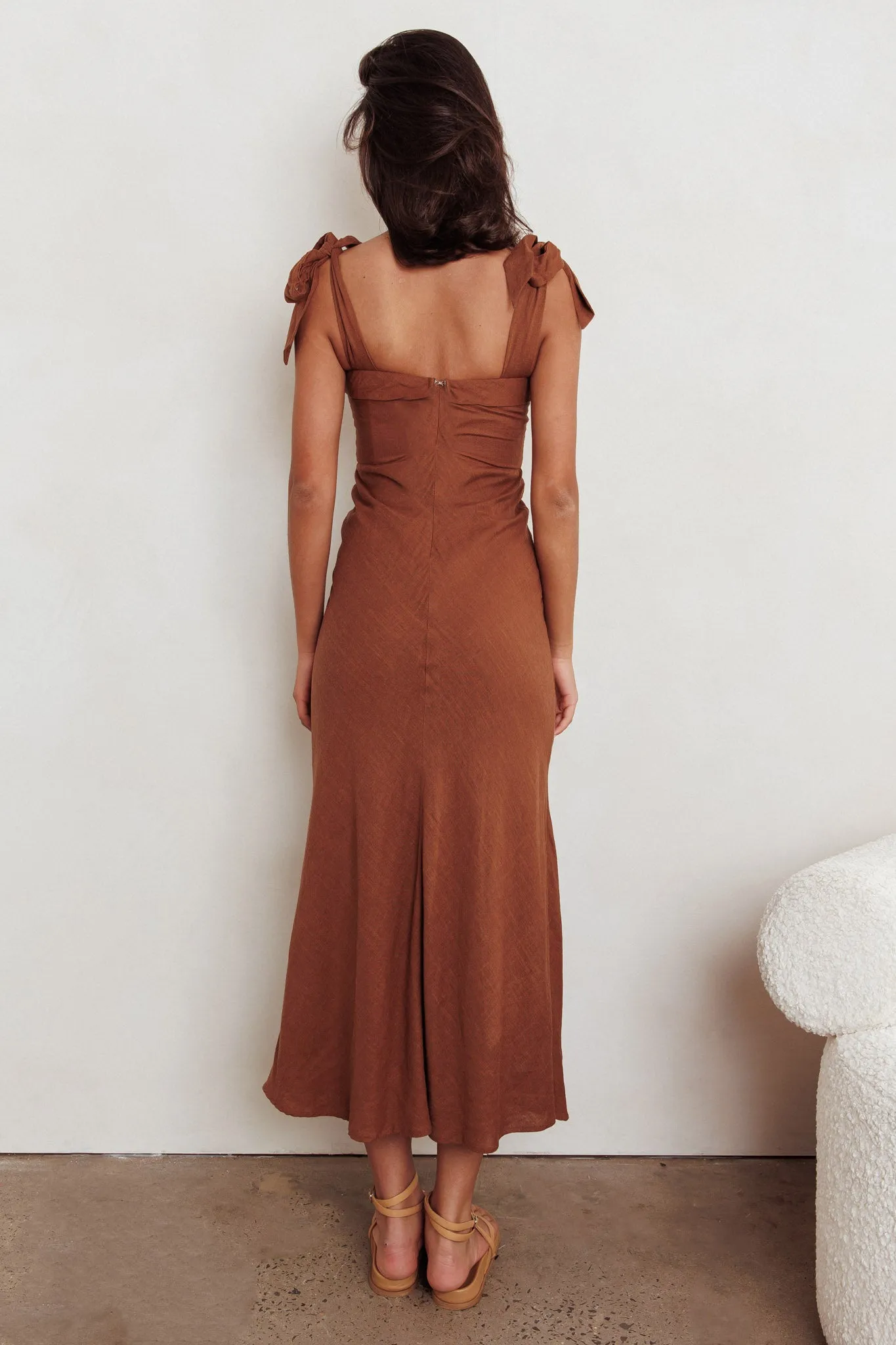 Appreciate You Tied Shoulder Maxi Dress Chocolate sold by Selfie Leslie product image thumbnail 2