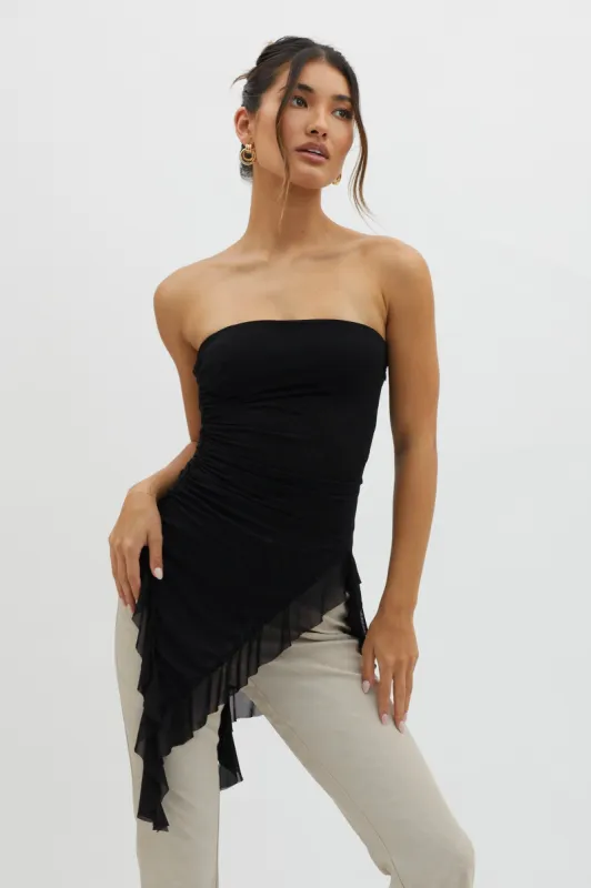After Party Ruffle Trim Top Black sold by Selfie Leslie