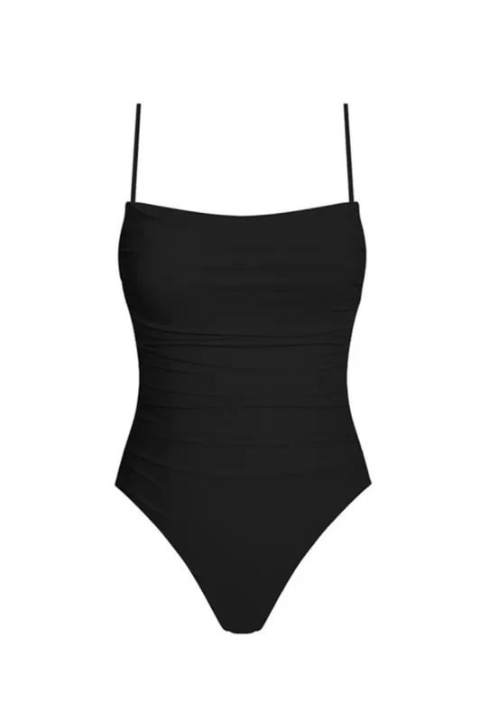 Isla Ruched One Piece Swimsuit Black sold by Selfie Leslie