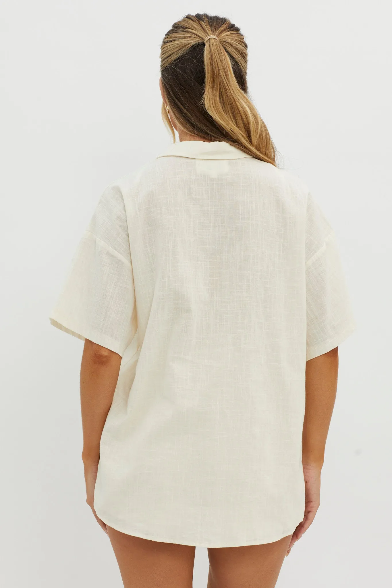 Ciao Ciao Embroidered Button-Up Shirt Beige sold by Selfie Leslie product image thumbnail 3