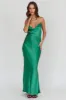 Danijela Cowl Neck Pearl Satin Maxi Dress Emerald sold by Selfie Leslie