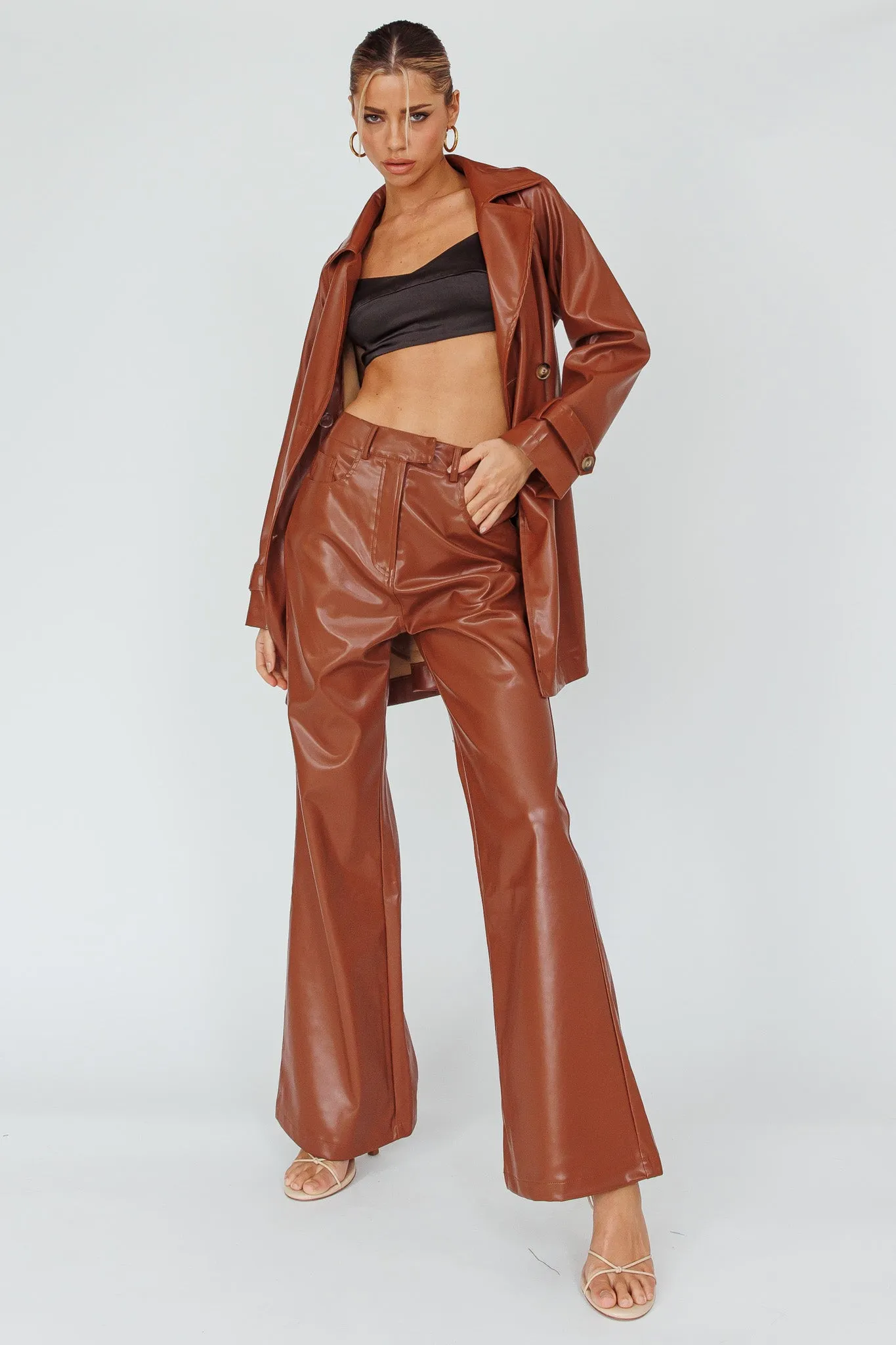 Coussin Faux Leather Pants Terracotta sold by Selfie Leslie product image thumbnail 3