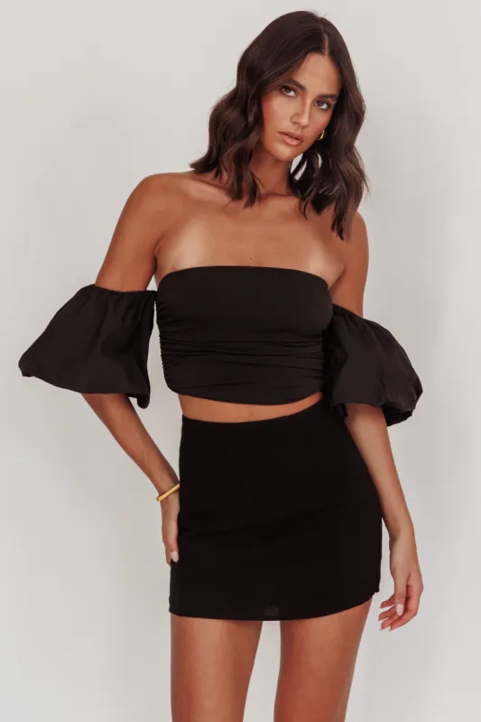 Summer Fridays Puff Sleeve Crop Top Black sold by Selfie Leslie