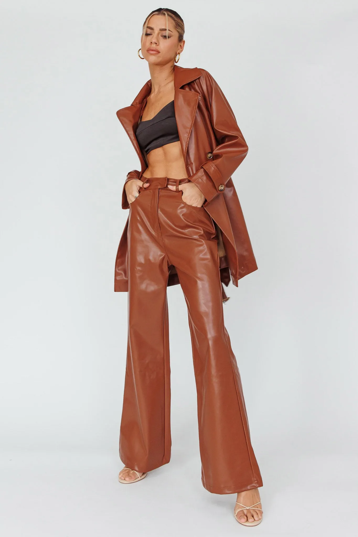 Coussin Faux Leather Pants Terracotta sold by Selfie Leslie