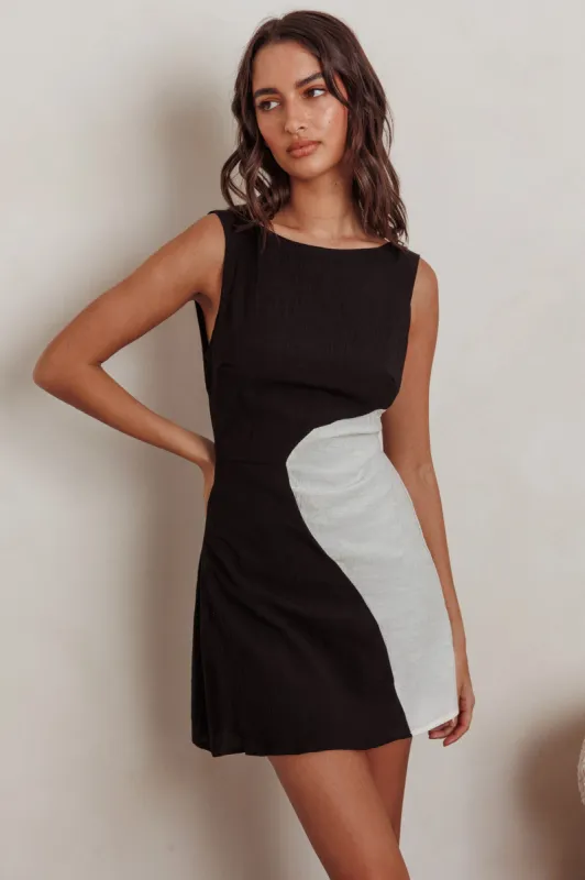 Loving Me Sleeveless A-line Mini Dress Black/Sand sold by Selfie Leslie