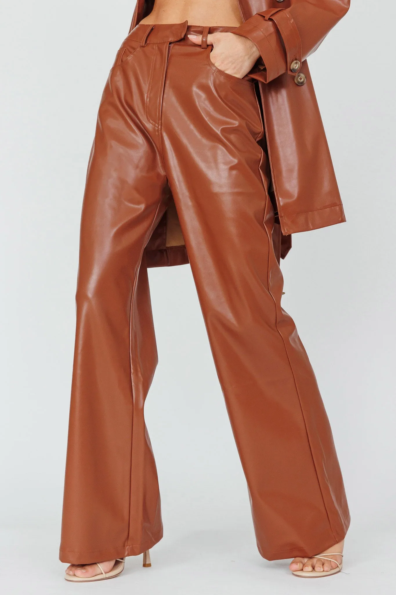 Coussin Faux Leather Pants Terracotta sold by Selfie Leslie product image thumbnail 2