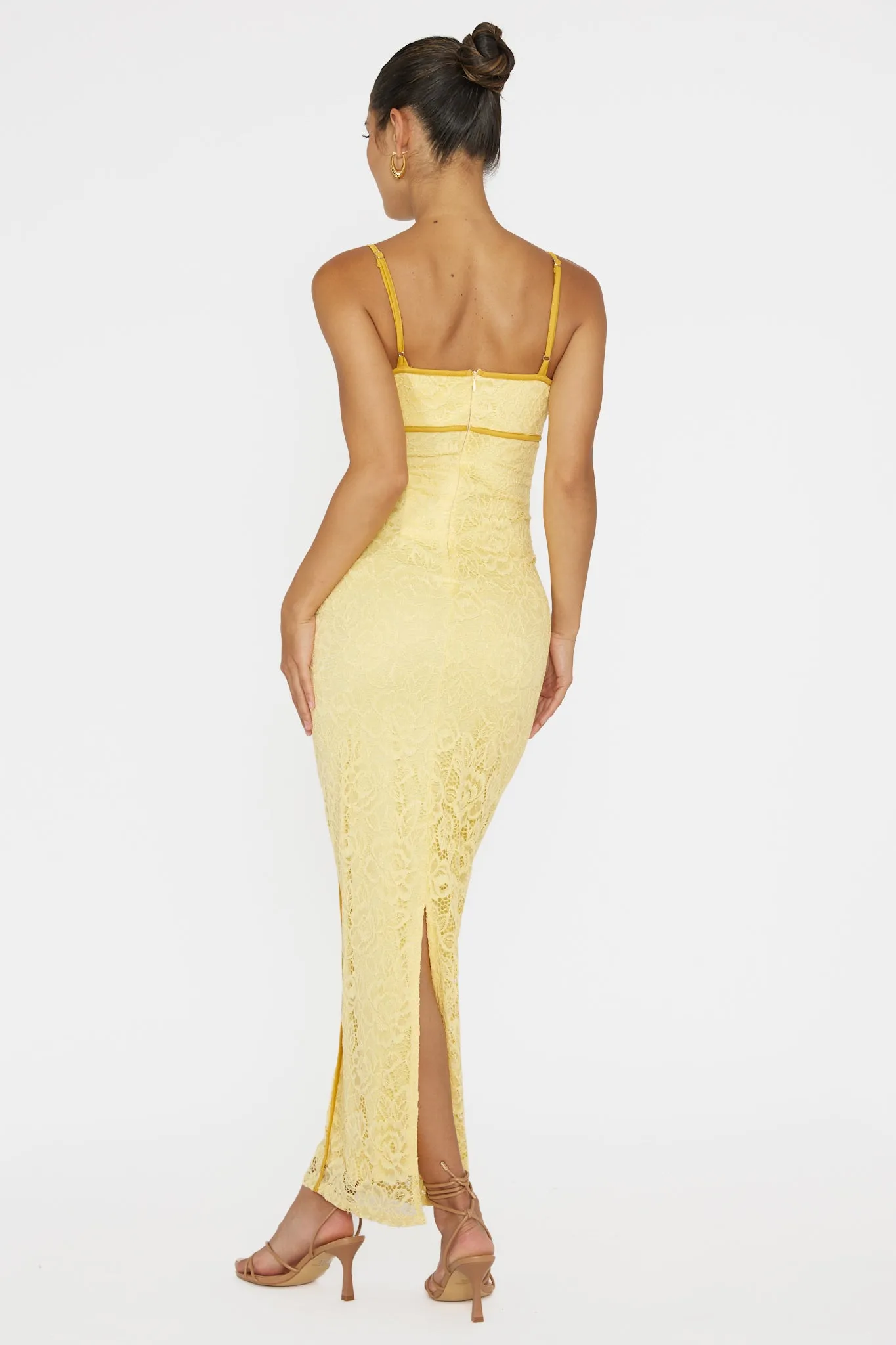 Inga Lace Piping Trim Midi Dress Yellow sold by Selfie Leslie product image thumbnail 2