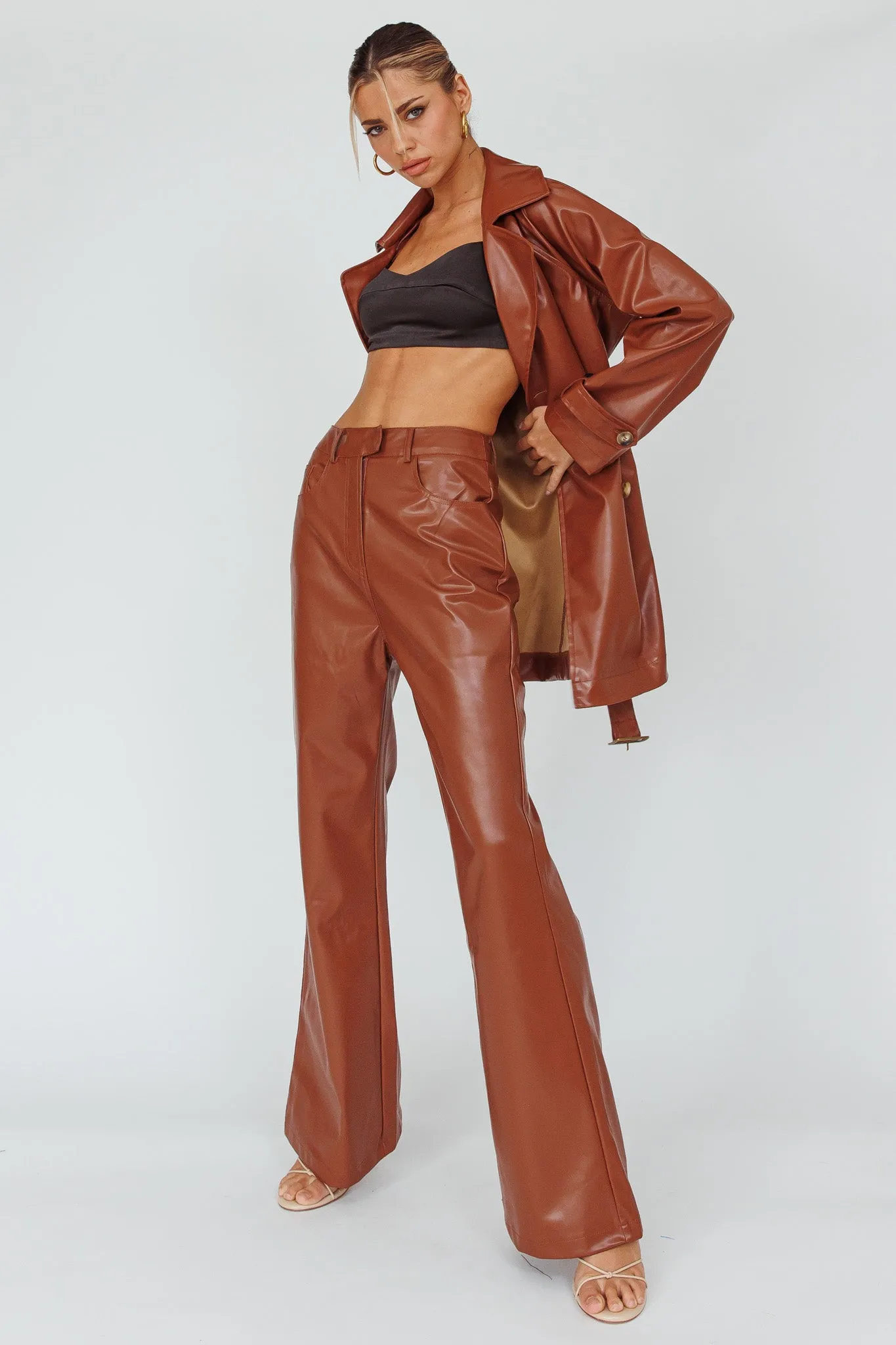 Coussin Faux Leather Pants Terracotta sold by Selfie Leslie product image thumbnail 5