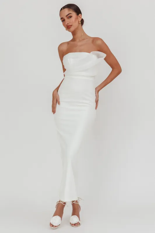 Karaline Strapless Bust Accent Maxi Dress White sold by Selfie Leslie