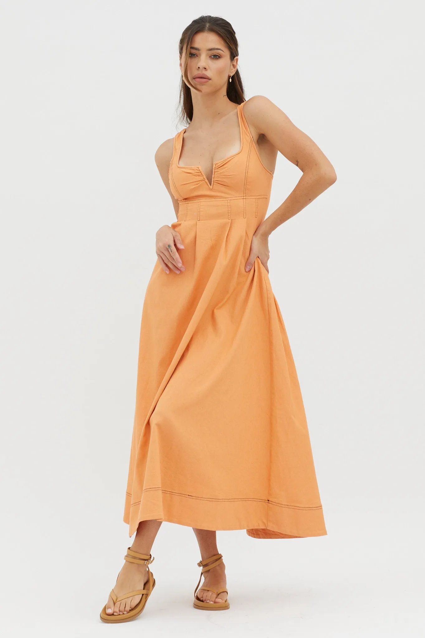 Isadore V-Bust Midi Dress Mango sold by Selfie Leslie