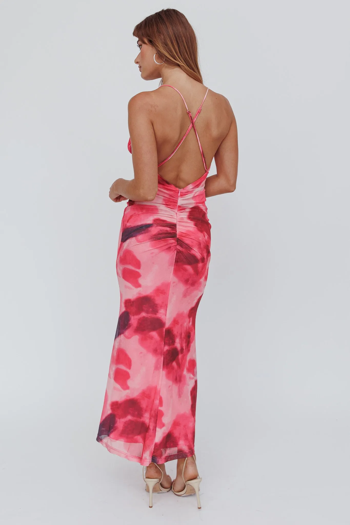 Blossom Belle Low Back Maxi Dress Print Red sold by Selfie Leslie product image thumbnail 2