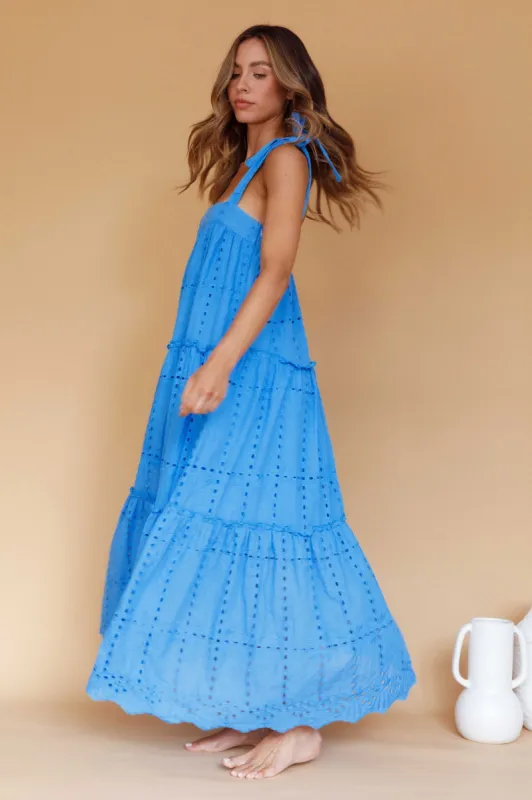 Brynna Tied Shoulder Maxi Dress Blue sold by Selfie Leslie