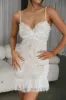 St Tropez Cami Strap Frill Hem Lace Mini Dress White sold by Selfie Leslie