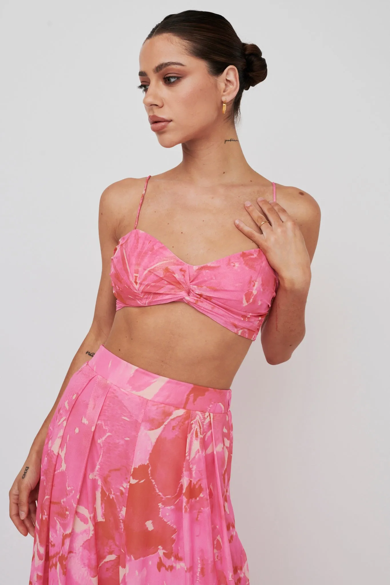 Tammi Tied Back Crop Top Print Blush sold by Selfie Leslie