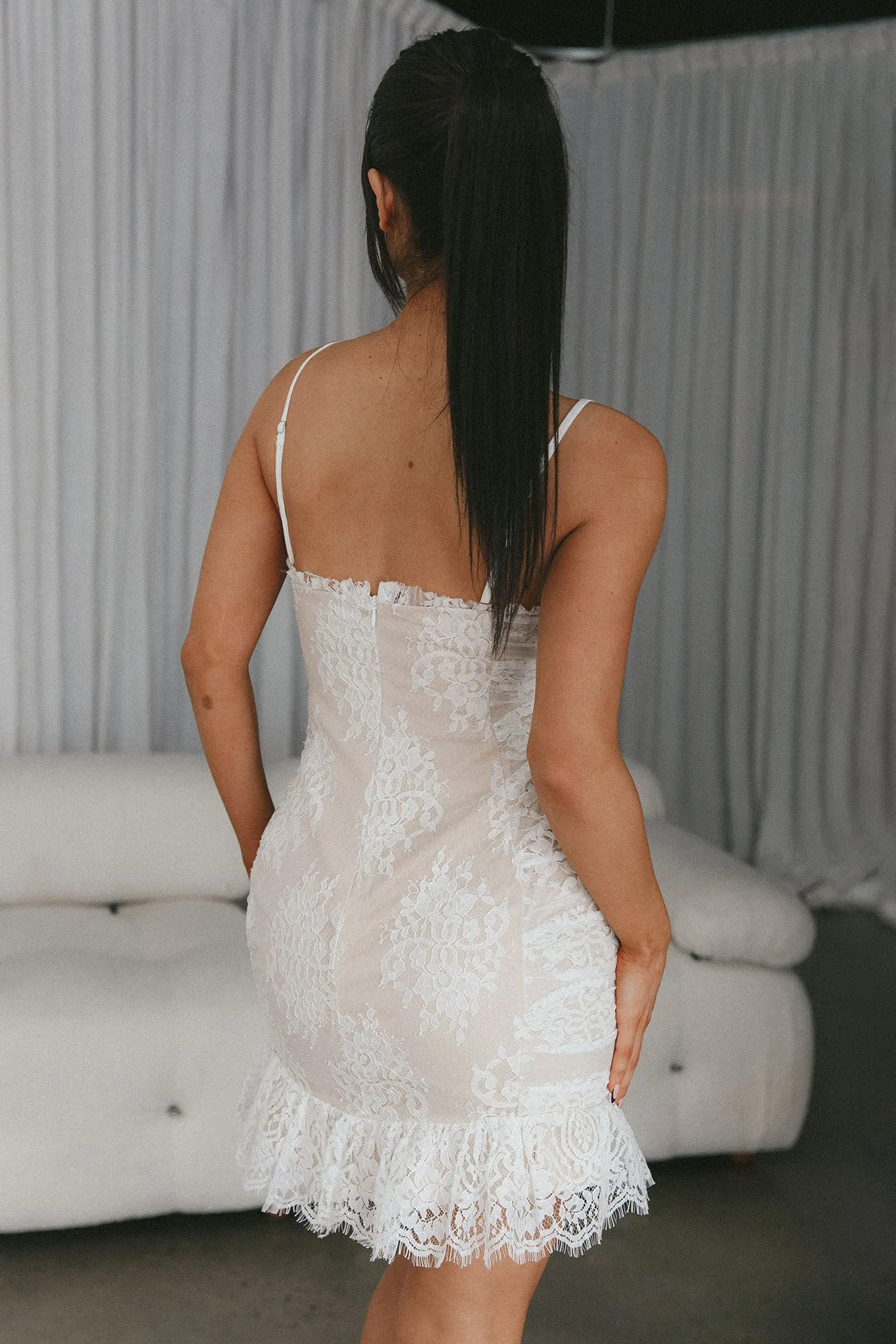 St Tropez Cami Strap Frill Hem Lace Mini Dress White sold by Selfie Leslie product image thumbnail 2