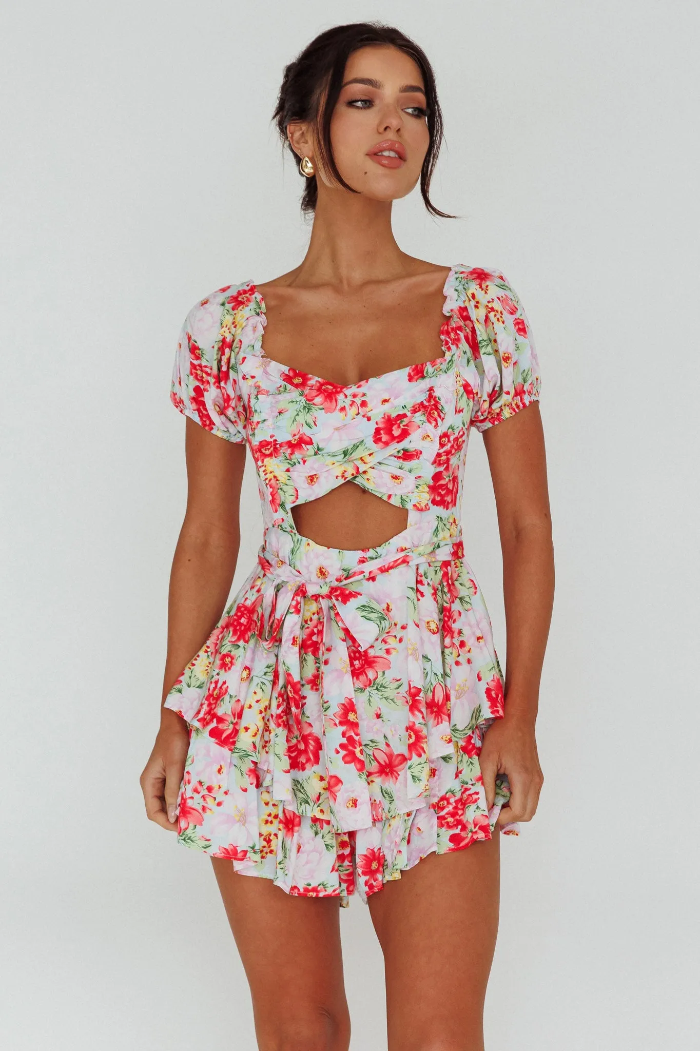 Whimsical Cut-out Bodice Romper Floral Pink sold by Selfie Leslie product image thumbnail 5