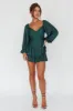 It's Complicated Long Sleeve Flounce Romper Forest Green sold by Selfie Leslie